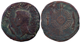 The Roman Empire
Augustus 27 BC – 14 AD. Uncertain mint of North West (Lucus Augusti). AE Dupondius 16.87 g. IMP AVG DIVI F. Bare head left; palm fro...