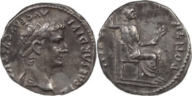 The Roman Empire
 Tiberius, 14-37. AR Denarius 3.79 g, Lugdunum, 15-18. TI CAESAR DIVI AVG F AVGVSTVS Laureate head of Tiberius to right. Rev. PONTIF ...