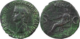 The Roman Empire
 Gaius (Caligula), 37-41. AE As 9.42 g. Rome, 37-38. C•CAESAR•AVG•GERMANICVS•PON•M•TR•POT• Bare head of Gaius to left. Rev. VESTA / S...