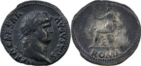 The Roman Empire
Nero, 54-68. AR Denarius 3.00 g. Rome, 64-65. NERO CAESAR AVGVSTVS Laureate head of Nero to right. Rev. ROMA Roma seated to left on ...