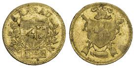 Aargau 1849 Eidgenössiches Schützenfest Messing Jeton 20mm Richter 4a mit Gegenstempel vorzüglich