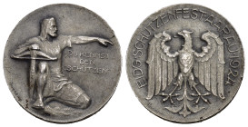 Aargau 1924 Eidgenössisches Schützenfest Silber 27mm 13g Richter 44a bis unzirkuliert