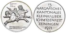 Zeiningen 1971 Kantonales Kleinkaliber Schützenfest Silber 33mm 15g FDC
