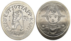 Appenzell 1977 Kantonalschützenfest Silber 7.3g oval, Ri.? FDC