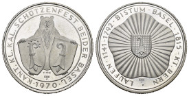 Laufen 1970 Kantonales Kleinkaliber Schützenfest Silber 15g 33mm FDC