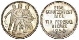 Biel 1958 Eidgenössisches Schützenfest Silber 15g 33mm FDC