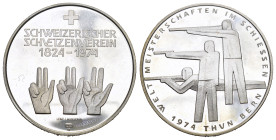 Thun 1974 Schützen WM Silber mit Deutschem Text Silber 15g 33mm FDC