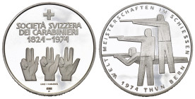 Thun 1974 Schützen WM Silber mit Italienischem Text Silber 15g 33mm FDC