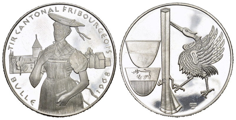 Schweiz | Switzerland | Suisse | Svizzera Bulle 1968 Tir Cantonal Silber 15g 33m...
