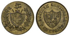 Genf 19. Jh. Schützenjeton Messing 21mm Richter 173a vorzüglich
