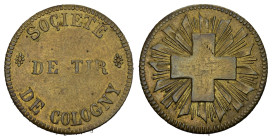 Cologny O.J Schützenjeton Messing 22mm Richter 184a  vorzüglich