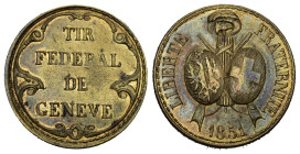 Genf 1851 Schützenjeton Messing 24mm Richter 187c vorzüglich