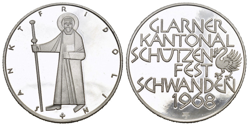 Schweiz | Switzerland | Suisse | Svizzera Schwanden 1968 Schützenmedaille Silber...