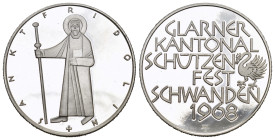 Glarus 1968 Schützenmedaille Silber 33mm 15g FDC