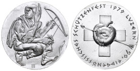 Luzern 1979 Schützenmedaille Silber 33mm Hans Erni FDC