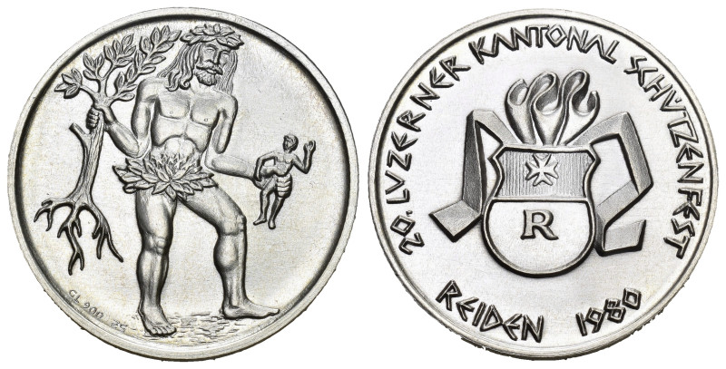 Schweiz | Switzerland | Suisse | Svizzera Reiden 1980 Schützenmedaille Silber 15...