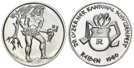 Reiden 1980 Schützenmedaille Silber 15g 33mm FDC