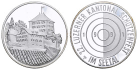 Luzern 1991 Schützenmedaille Silber 33mm 31.4g FDC