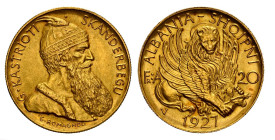 ALBANIEN. Zogu I. Präsident 1925-1928, König 1928-1939. 20 Franga Ari 1927 R, Roma. 6.43 g. Mont. 30. Schl. 14. Fr. 2. Selten. Nur 6'000 Exemplare gep...