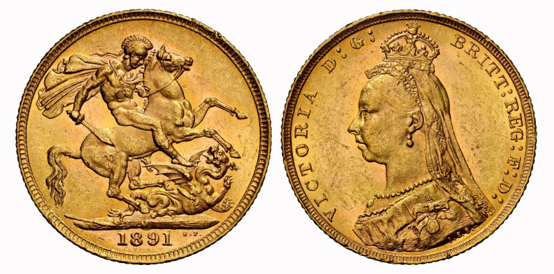 AUSTRALIEN. Victoria, 1837-1901. Sovereign 1891 M, Melbourne. Jubilee bust. Hors...