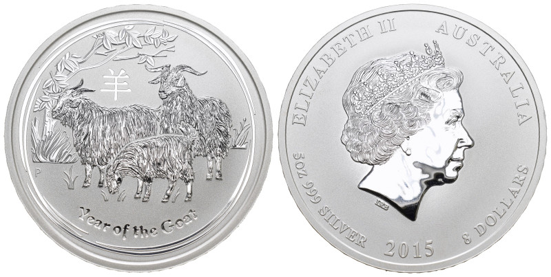 AUSTRALIEN 2015 5 Unze Silber 155g selten, Lunar Goat, in Kapsel Proof