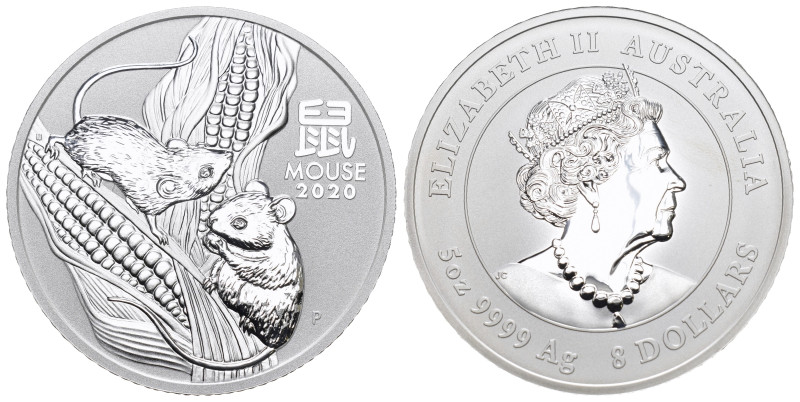 AUSTRALIEN 2020 5 Unze Silber 155g selten, Lunar Mouse , in Kapsel Proof