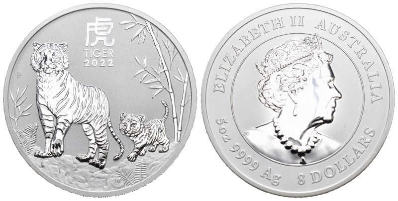 AUSTRALIEN 2022 5 Unze Silber 155g selten, Lunar Tiger, in Kapsel Proof