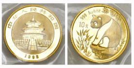 CHINA. Volksrepublik. 10 Yuan 1993, Shanghai Mint. Panda. 1/10 oz 3.1g In Originalverschweisst FDC