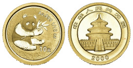 CHINA. Volksrepublik. 10 Yuan 2000, Shanghai Mint. Panda. 1/10 oz 3.1g In Kapsel FDC