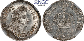 DÄNEMARK. 2 Skilling, 1693. Münzstätte Kopenhagen. Christian V. KM-422; Sieg-10.  NGC MS-65 Cert.No: 6676575-007