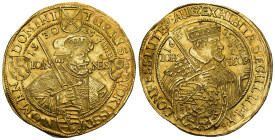SACHSEN, Johann Georg I., 1615-1656, 10 Dukaten 1630, Dresden. A.d. 100-Jahrfeier der Übergabe der Augsburger Konfession. 34,53g. GOLD, sehr selten, s...