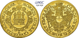 HAMBURG Stadt. 2 Dukaten 1727, Hamburg. Mit dem Titel Karls VI. 6.93 g. Gaedechens 21. Fr. 1119. NGC MS63.TOP POP Cert.No: 6900589-001