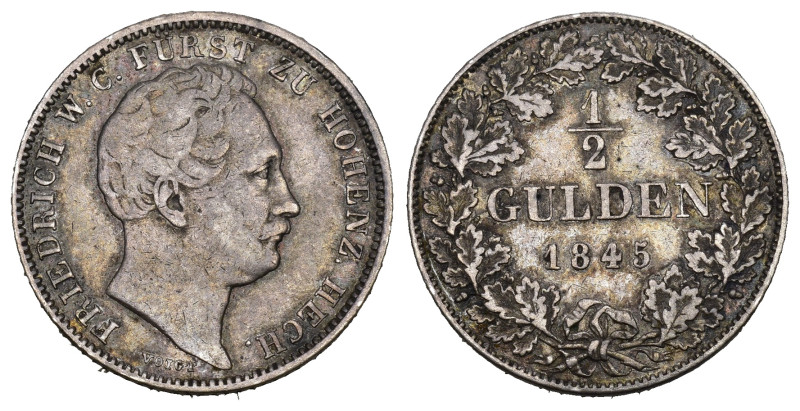 HOHENZOLLERN-SIGMARINGEN. Carl, 1831-1848. 1/2 Gulden 1845. AKS 13, J. 12b f. se...