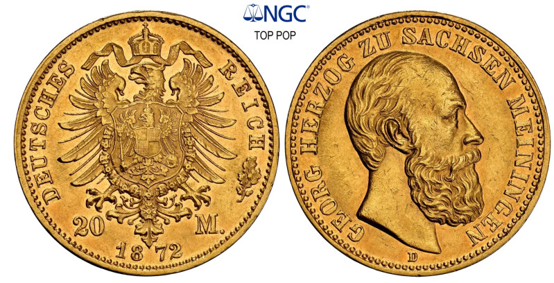 SACHSEN-MEININGEN. Georg II., 1866-1914. 20 Mark 1872. J. 275. Selten in dieser ...