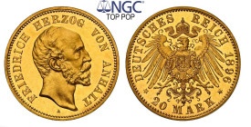 ANHALT-DESSAU. Münzstätte Berlin. 20 Mark 1896. A. 181. Gold Prachtexemplar NGC PF 65 CAMEO Cert.No: 2926330-001