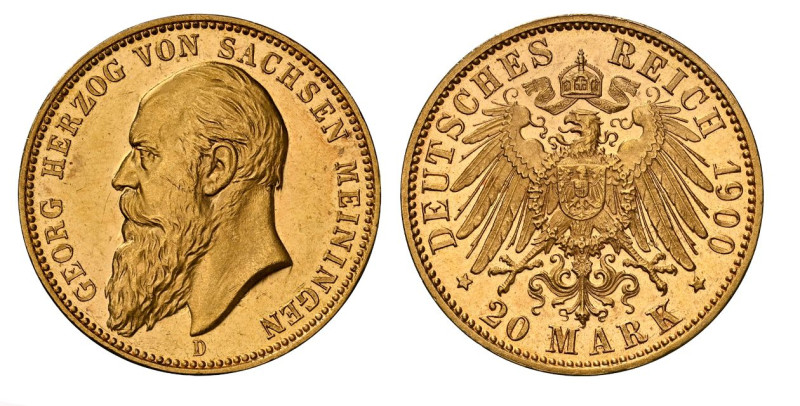 SACHSEN-MEININGEN, Georg II., 1866-1914, 20 Mark 1900 D. J.279. von grösster Sel...
