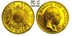 SACHSEN 1903  20 Mark Gold J.266 Prachtexemplar PCGS PR 62 Cert.No: 49047599 TOP POP