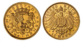 BREMEN Freie Hansestadt. 10 Mark 1907. J. 204. Kabinettstück. Polierte Platte NGC PF 65 CAMEO Cert.No: 2926330-002