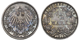 DEUTSCHLAND 1918 1/2 Mark Silber 2.77g KM 17 unzirkuliert