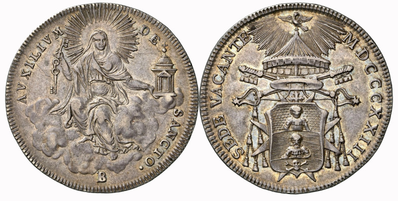 ITALIEN PAPAL STATES 1823 1/2 Scudos Silber 13.2g KM 1291 selten NGC AU 53 Cert....