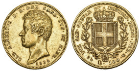 ITALIEN. Savoyen / Sardinien. Carlo Alberto, 1831-1849. 100 Lire 1834, Genova. 32.30 g. Mont. 6 (R). Pagani 138. Fr. 1139. Sehr schön-vorzüglich