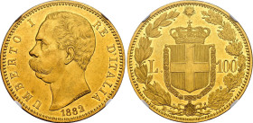 ITALIEN. Königreich. Umberto I. 1878-1900. 100 Lire 1882 R, Roma. Mont. 2 (R2). Pagani 568. Fr. 21. Sehr selten. Nur 1'229 Exemplare geprägt / Very ra...