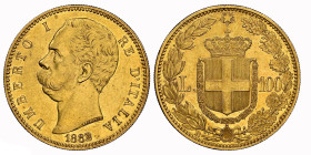 ITALIEN. Königreich. Umberto I. 1878-1900. 100 Lire 1882 R, Roma. Mont. 2 (R2). Pagani 568. Fr. 21. Sehr selten. Nur 1'229 Exemplare geprägt / Very ra...