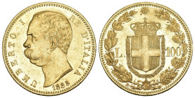 ITALIEN. Königreich. Umberto I. 1878-1900. 100 Lire 1883 R, Roma. 32.26 g. Mont. 3 (R). Pagani 569. Fr. 18. Selten. Nur 4'219 Exemplare geprägt / Rare...