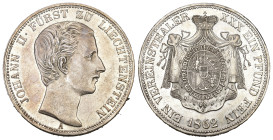 LIECHTENSTEIN FÜRSTENTUM Johann II., 1858-1929. Vereinstaler 1862 A. 18,51 g. Dav. 215; Kahnt 281; Thun 468. Hübsche Patina, vorzüglich bis unzirkulie...