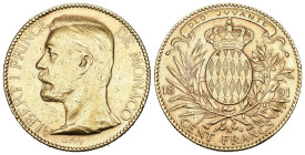 MONACO. FÜRSTENTUM. Albert I., 1889-1922. 100 Francs 1891 A, Paris. 29,03 g Feingold. de Mey 92; Fb. 13; Schl. 8. GOLD.bis vorzüglich.