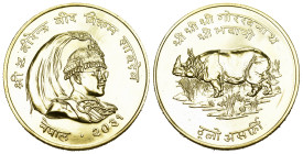 NEPAL. Birendra Bir Bikram, 1972-2001. 1000 Rupees 2031 VS (1974). WWF. Indian Rhino. 33.67 g. KM 844. Fr. 50. Nur 2176 Exemplare geprägt / Only 2176 ...