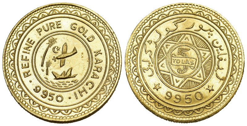 PAKISTAN 5 Tolas (58.31g), ND, 1.8654 AGW, 35mm Privatausgabe, gekreuzte Schwert...
