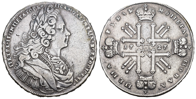 RUSSLAND Peter II. 1727-1730. Rubel 1727, Kadashevsky-Münze. 28.17 g. Bitkin 73....
