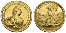 RUSSLAND  Elisabeth, 1741-1761. Goldmedaille 1759. Auf den Sieg über die preußische Armee bei Kunersdorf am 1. August. Im Gewicht von 15 Dukaten. Gepr...